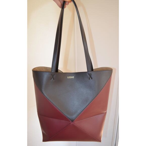 Loewe Puzzle Fold Tote Crimson/Dark Bordeaux Bag Women - Picture 4 of 12